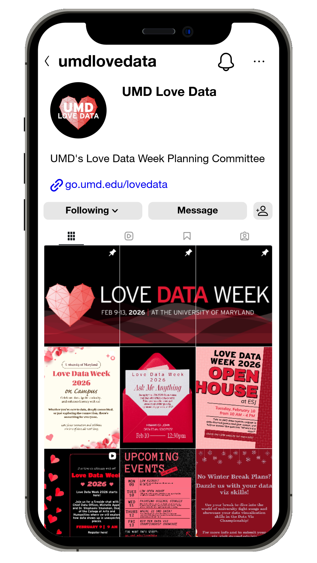 Image depicting a screenshot of the umdlovedata page on Instagram